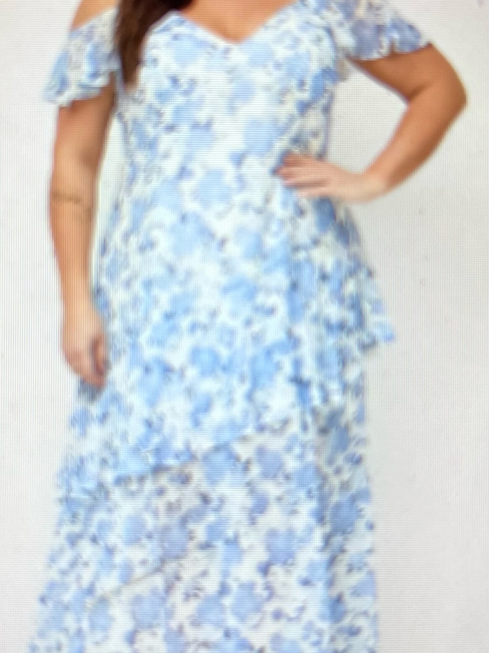 Light Blue Floral Maxi Skirt with Ruffle Detail